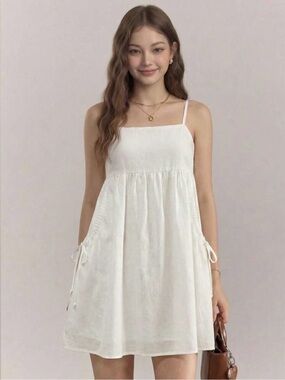 SHEIN White Spaghetti-Strap Mini Sundress